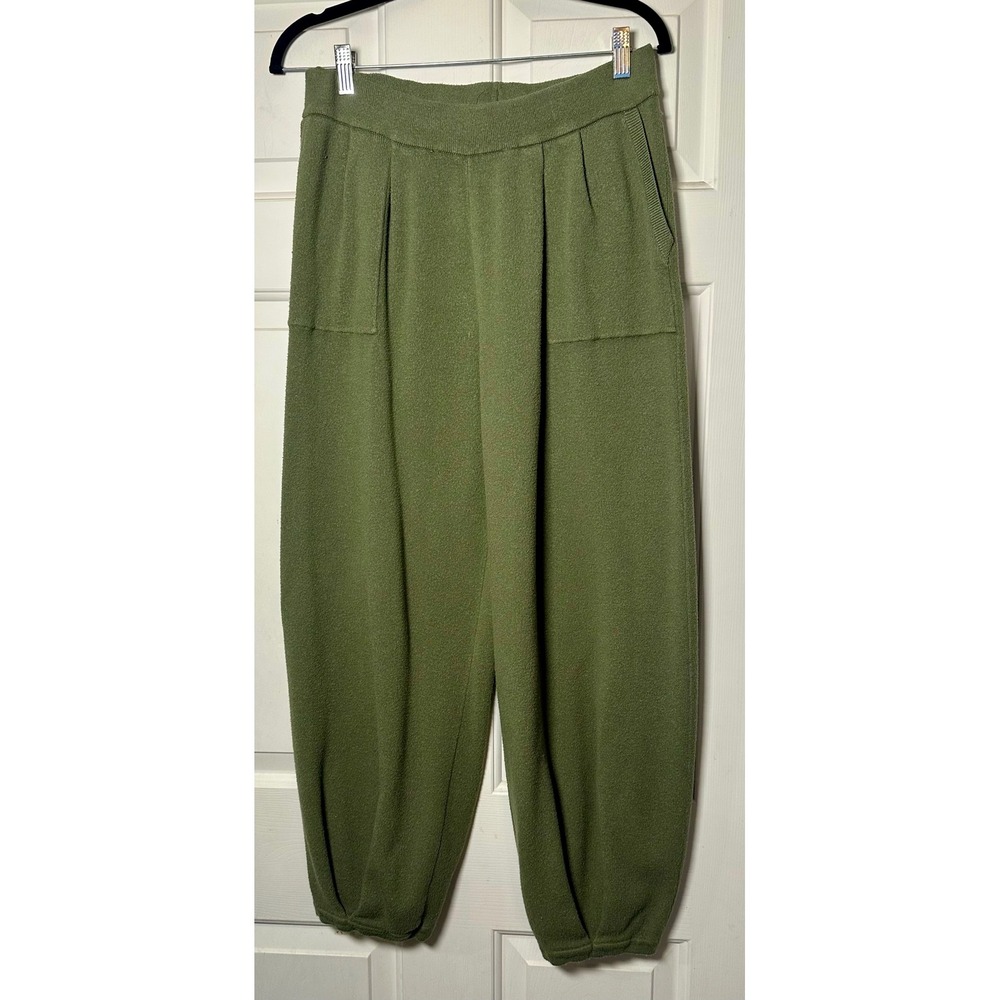 Sage + Stone Olive Green Knit Pleated Pocket Jogger Balloon Pants‎ Women Size L
